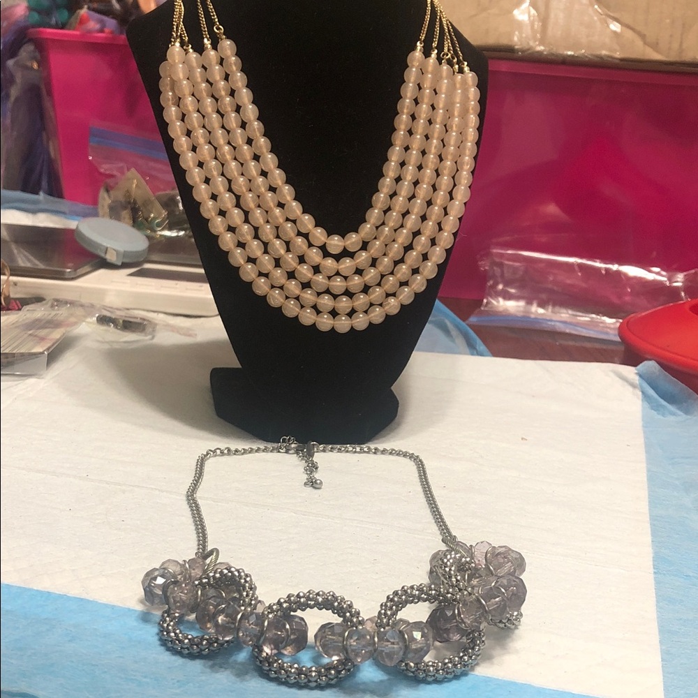 Multi-Strand Blush Bead Necklace Set - Unbranded